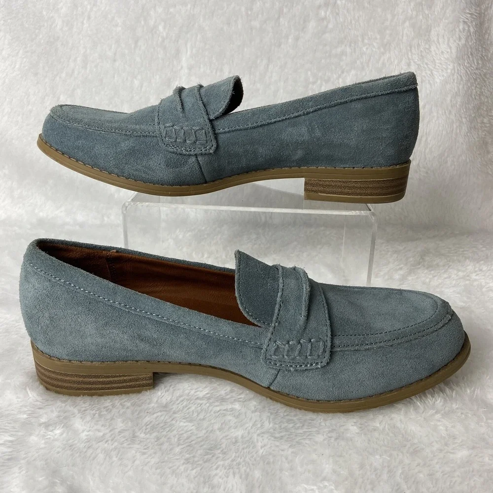 Blue Suede Shoes Mocs Loafers Womens 5.5 Leather Uppers Casual Career Flats Shoe
